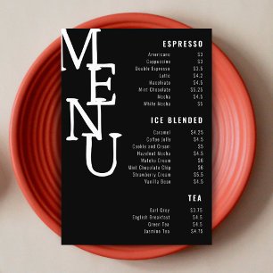 Menu de bar éternité noir moderne petit papier Co.