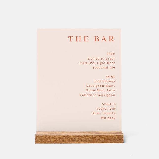 Menu de bar minimaliste aux pêches sophistiqué (Recto)