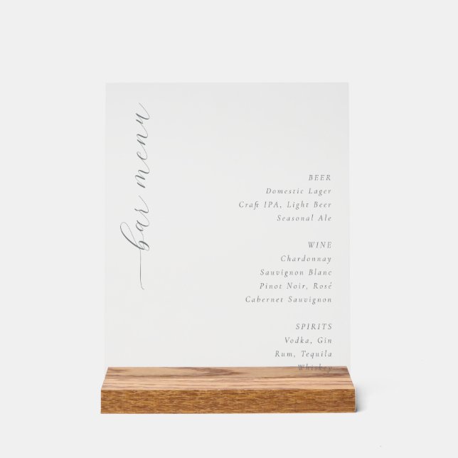 Menu de bar minimaliste élégant blanc cassé (Recto)