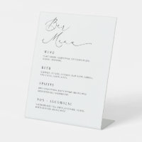 Menu de bar romantique pour mariage panneau de tab