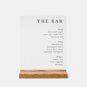 Menu de bar typographique minimaliste noir et blan