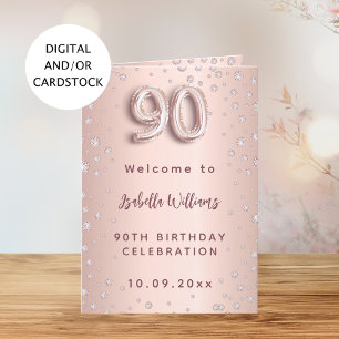 Menu de bienvenue or rose et diamants pour 90e ann