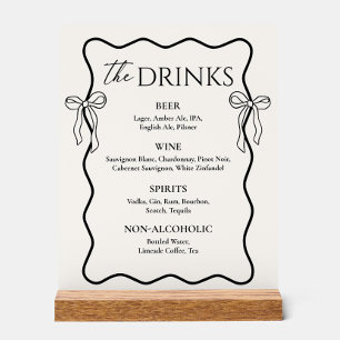 Menu de Boissons de Bar de Mariage Black Bow Old M