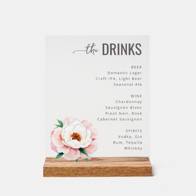Menu de boissons élégant en noir et blanc (Recto)