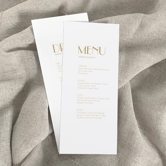 Menu de boissons minimaliste Gold Modern Art Deco (Créateur téléchargé)