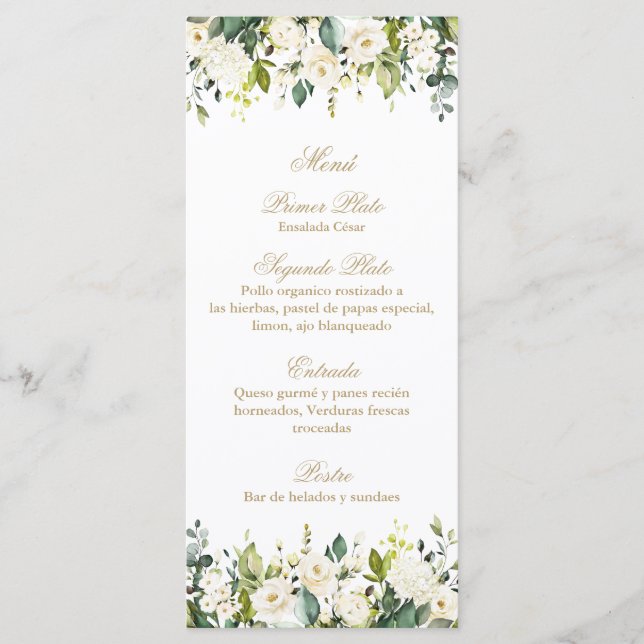 Menu de bouquet blanc (Devant)