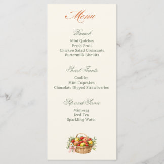 Menu de brunch pour la baby shower de mariage du m