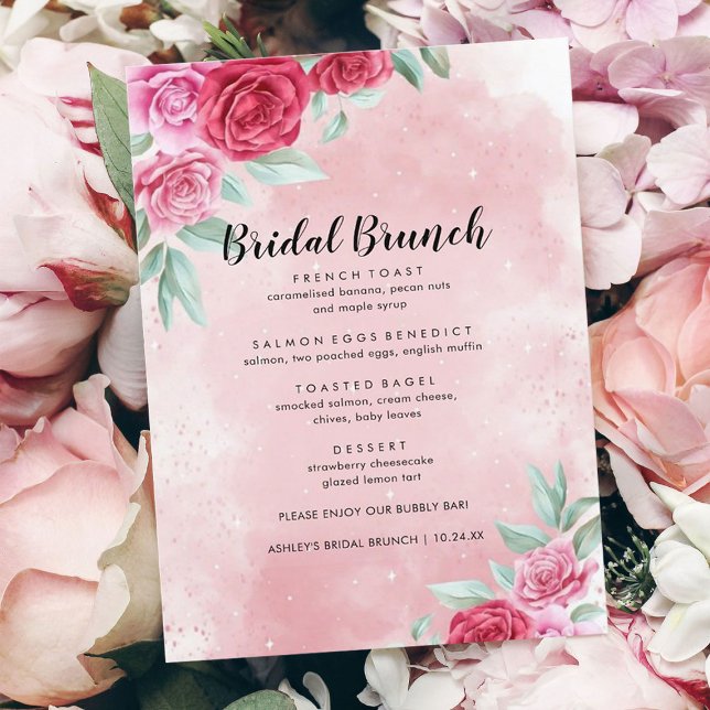 Menu de Brunch Rose moderne (Créateur téléchargé)