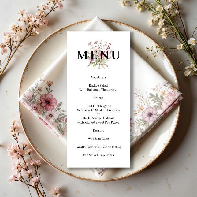 Menu de calligraphie florale de printemps (Créateur téléchargé)