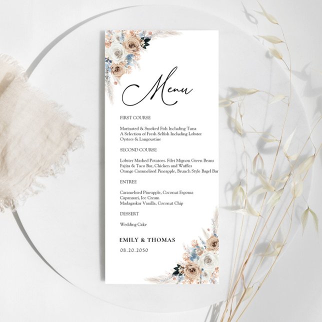 Menu de cérémonie de Mariages floraux ivoire et sa (Créateur téléchargé)