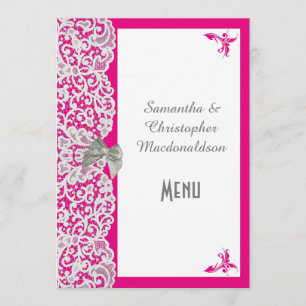 Menu de dentelle traditionnelle rose et blanc