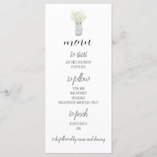 Menu de dîner Boho Country Chic