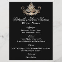 Menu de dîner de boule de mascarade