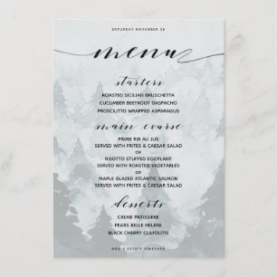 Menu de dîner de la forêt enneigée en hiver