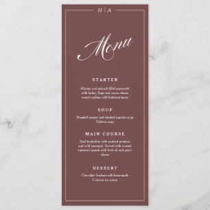 Menu de dîner de mariage à l'écriture manuscrite é