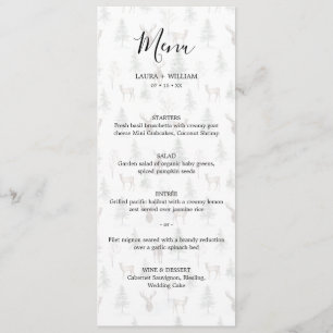 Menu de dîner de mariage de Noël Arbre à pin délav