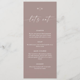 Menu de dîner de mariage minimaliste écriture manu