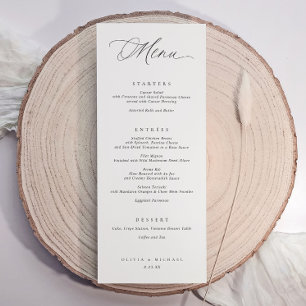 Menu de dîner de mariage noir et blanc à typograph
