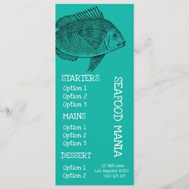 Menu de dîner de poissons de restaurant de fruits (Devant)