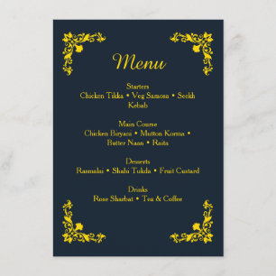 Menu de dîner Régale Contraste Bleu Minuit et Or