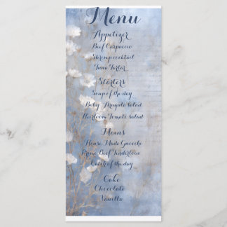 Menu de dîner rustique bleu