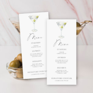 Menu de douche de mariée Martini