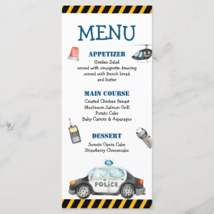 Menu de fête d'anniversaire de la police pour enfa