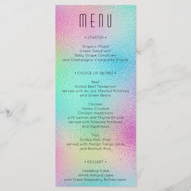 Menu de Fête des mariées Mariage à huile métalliqu (Devant)