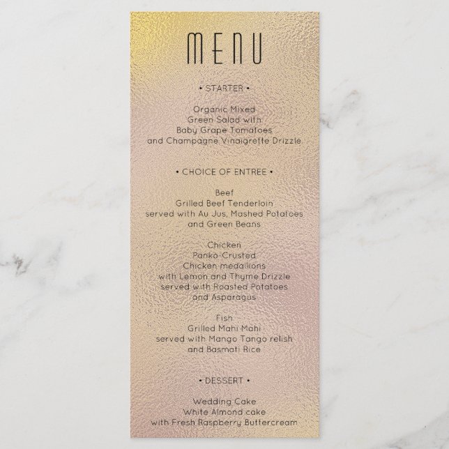 Menu de Fête des mariées Mariage à huile métalliqu (Devant)