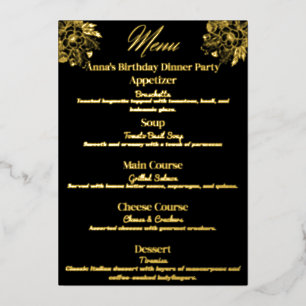 Menu de fête Élégance Florale