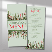 Menu de fête élégant de Noël avec verdure