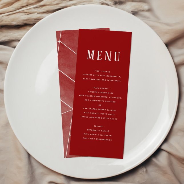 Menu de gala géométrique à aquarelle rouge (Red Watercolor Geometric Gala Menu)