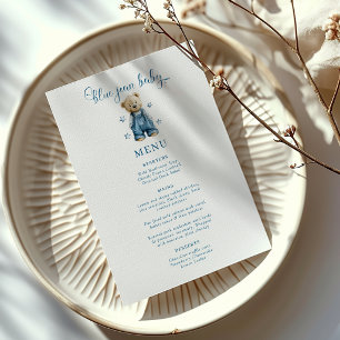 Menu de la Baby Shower Bébé Jean Bleu