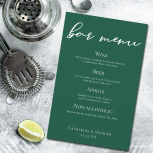 Menu de la barre de Mariage Emerald Green Script F
