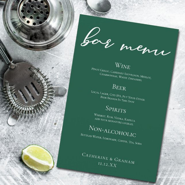 Menu de la barre de Mariage Emerald Green Script F (Créateur téléchargé)
