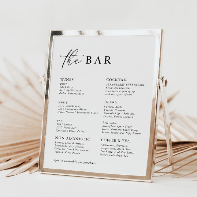 Menu de la barre de Mariage minimaliste moderne bl (Créateur téléchargé)