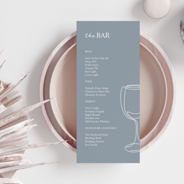 Menu de la barre de Mariages bleu poussiéreux mini (Créateur téléchargé)