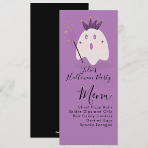Menu de la fête de costume de fantôme mignon Hallo
