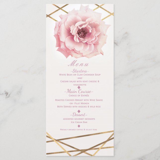 Menu de la Fête des mariées de Glam Floral rose &  (Devant)