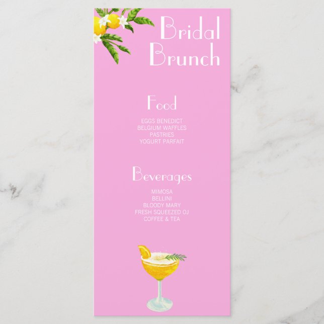 Menu de la Fête des mariées principale de l'Aperol (Devant)