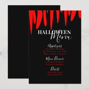 Menu de la fête d'Halloween pour adultes au sang d
