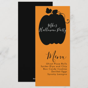 Menu de la soirée costumée à la citrouille d'Hallo