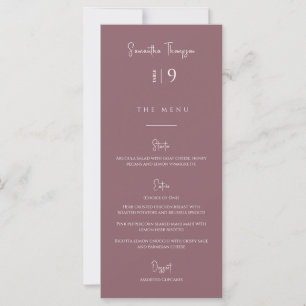 Menu de la table de Merci violet Dusty moderne