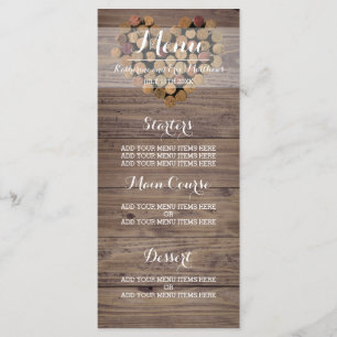 Menu de liège à vin rustique