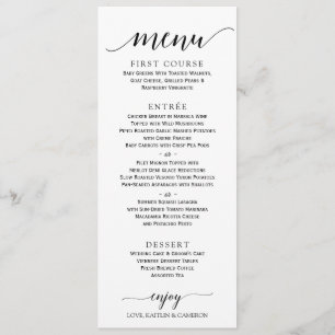 Menu de mariage à calligraphie romantique   4 x 9 