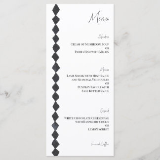 Menu de mariage à garniture diamant noir et blanc
