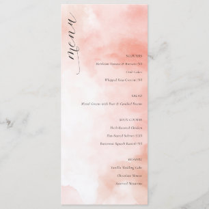 Menu de mariage à l'aquarelle rose romantique