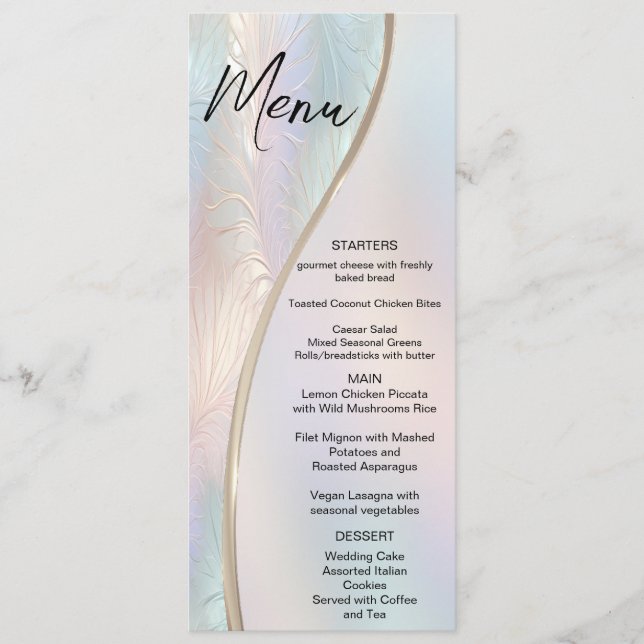 Menu de Mariage Abstrait moderne Iridescente (Devant)