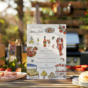 Menu de mariage aquarelle d'été italien