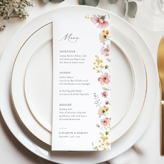 Menu de mariage aux fleurs sauvages de Boho Meadow